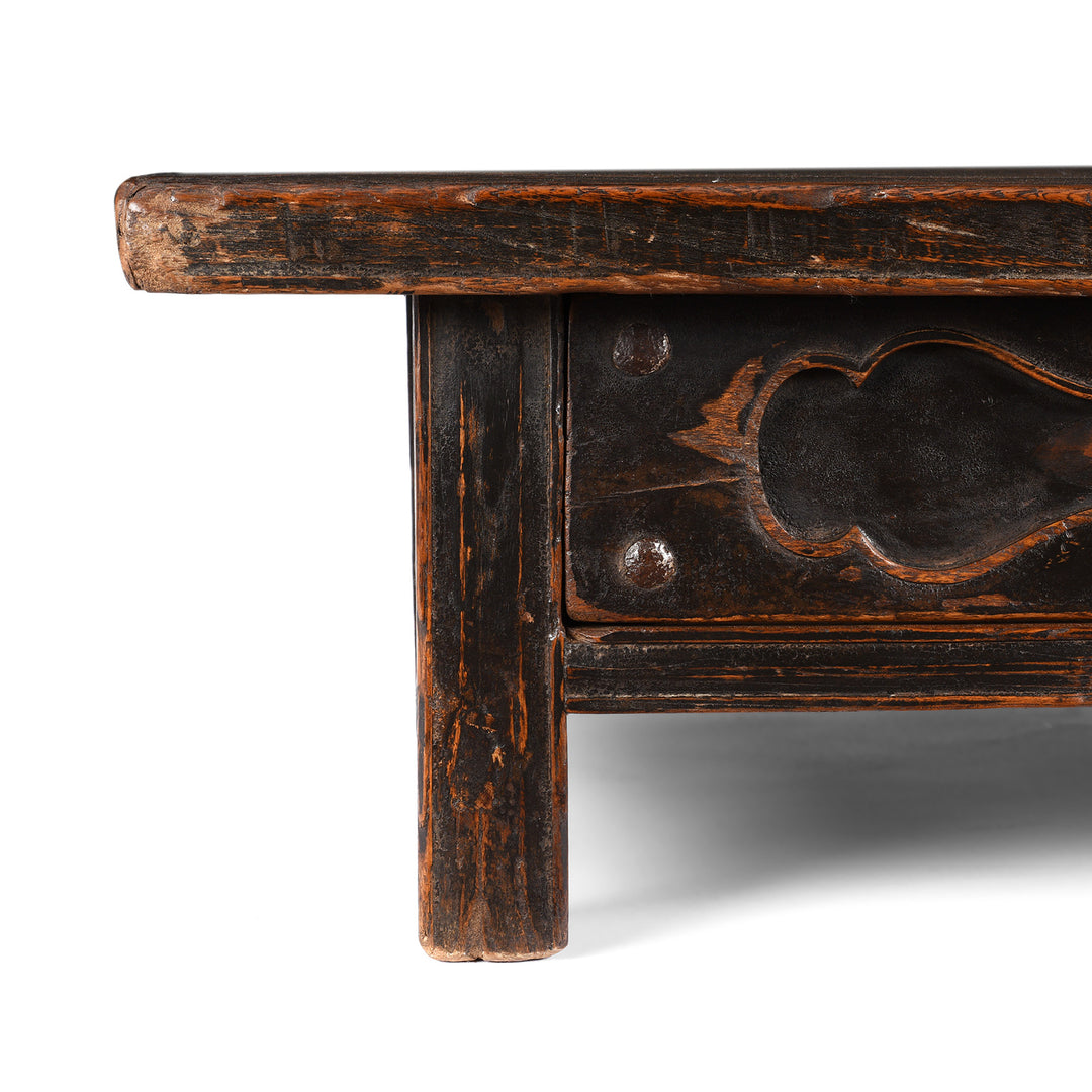 Corner Detail From Painted Elm Kang Table From Shanxi  - Late 19thC | Indigo Antiques