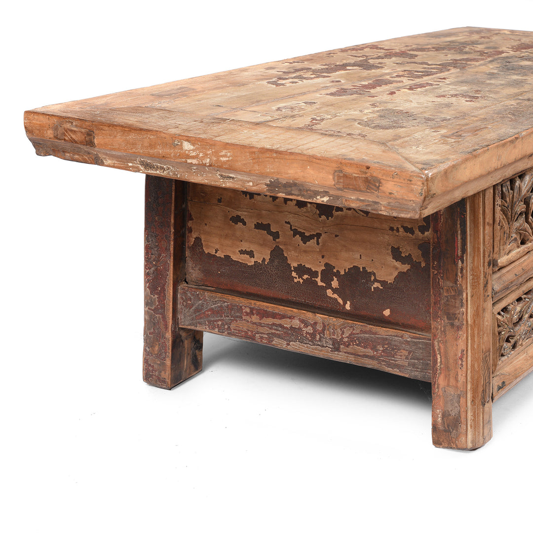 End Detail From Bleached Elm Kang Table From Shanxi  - 19th Century | Indigo Antiques