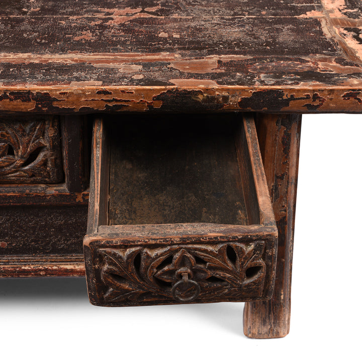 Drawer Detail From Antique Elm Kang Table From Shanxi  - 19th Century | Indigo Antiques