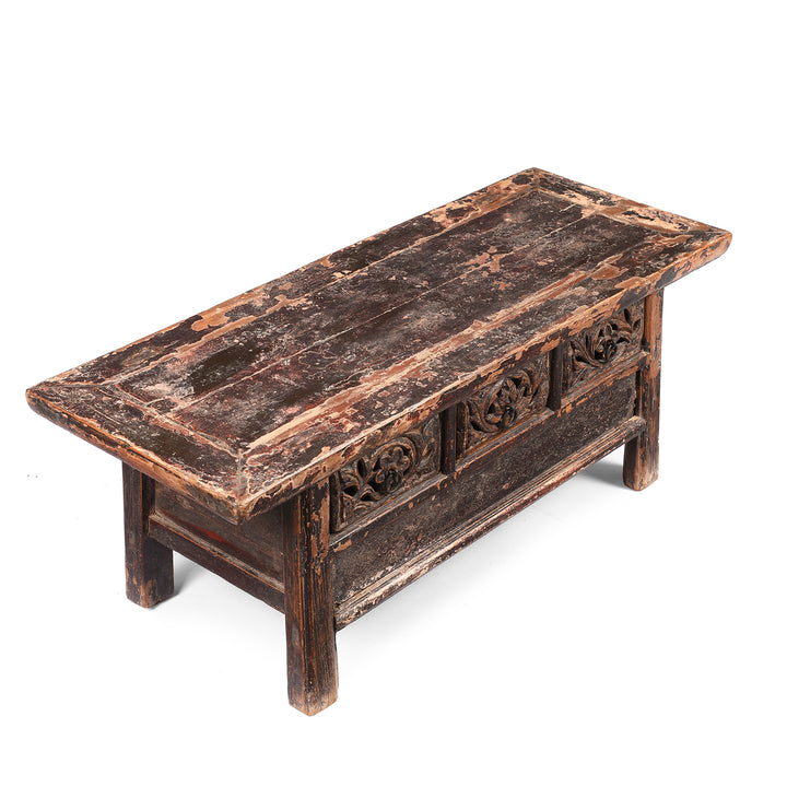 Angled View Of Antique Elm Kang Table From Shanxi  - 19th Century | Indigo Antiques