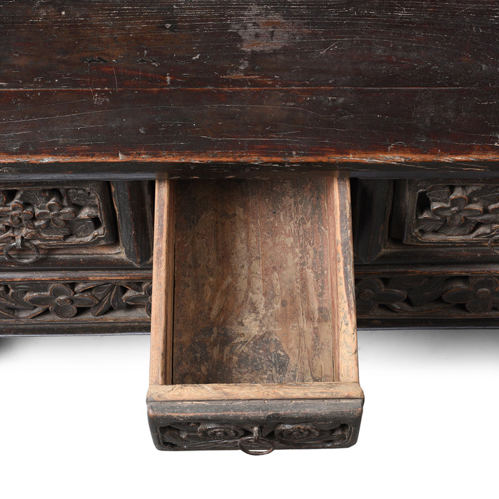 Drawer Detail From Painted Antique Elm Kang Table From Shanxi  - Late 19thC | Indigo Antiques
