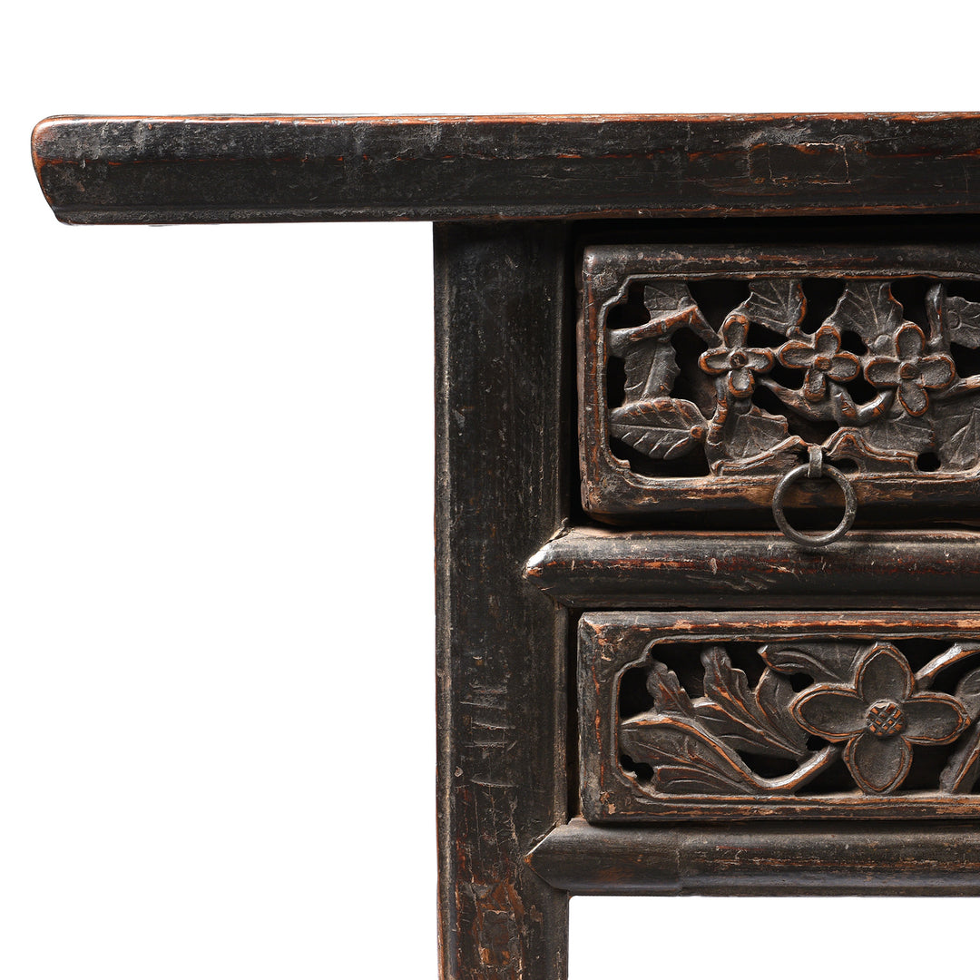 Corner Detail From Painted Antique Elm Kang Table From Shanxi  - Late 19thC | Indigo Antiques