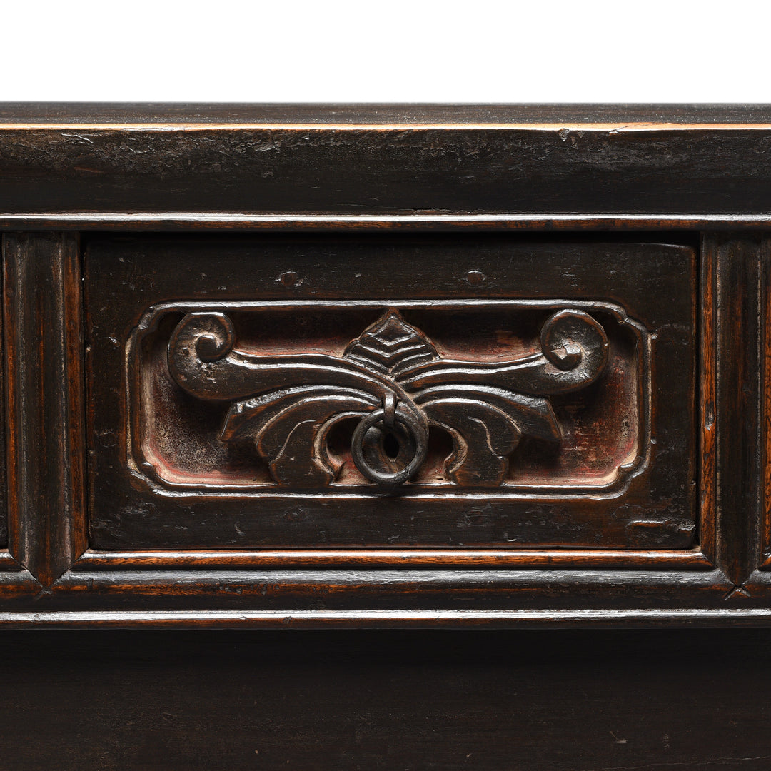 Carving Detail On Painted Elm Kang Table From Shanxi  - Late 19thC | Indigo Antiques