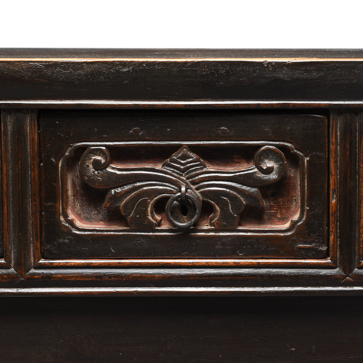 Carving Detail On Painted Elm Kang Table From Shanxi  - Late 19thC | Indigo Antiques