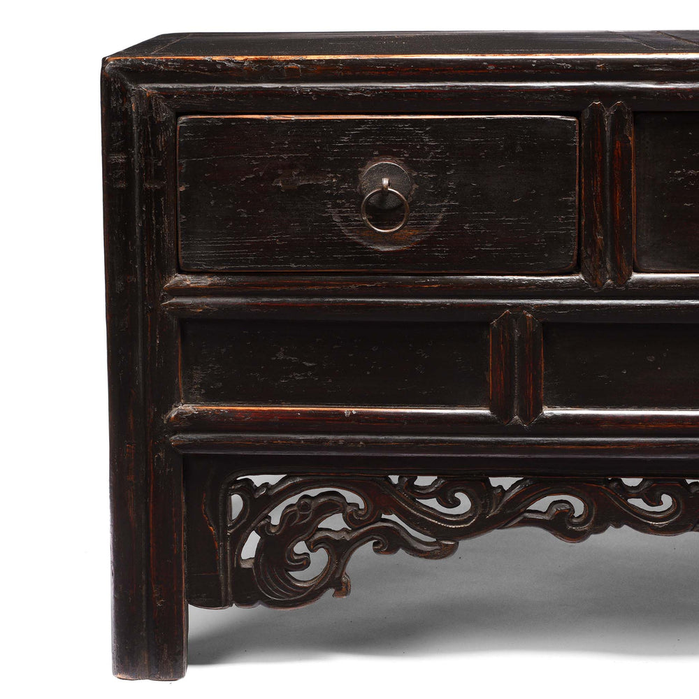 Corner Detail From Painted Elm Kang Table From Shanxi  - Late 19thC | Indigo Antiques