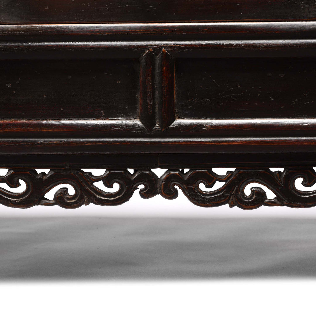 Carving Detail From Painted Elm Kang Table From Shanxi  - Late 19thC | Indigo Antiques