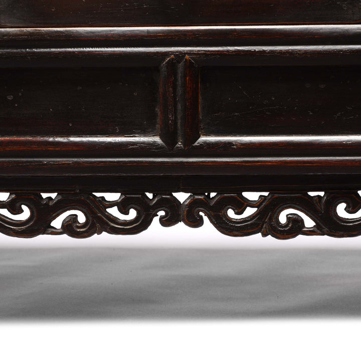 Carving Detail From Painted Elm Kang Table From Shanxi  - Late 19thC | Indigo Antiques