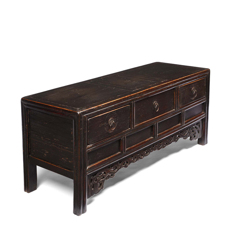 Angled View Of Painted Elm Kang Table From Shanxi  - Late 19thC | Indigo Antiques