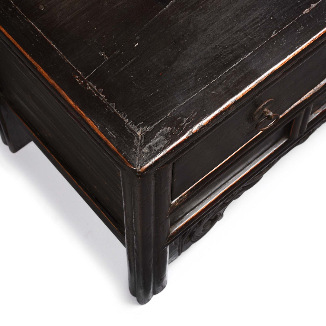 Corner Detail From Painted Elm Kang Table From Shanxi  - Late 19thC | Indigo Antiques