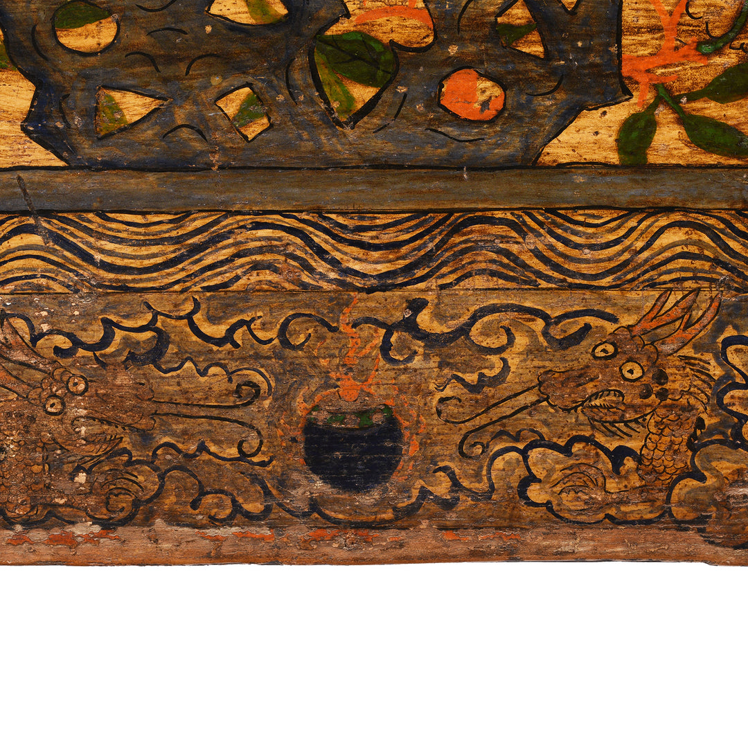 Jewel Of TIbet Detail From Painted Kang Blanket Box From Mongolia - 19thC | Indigo Antiques