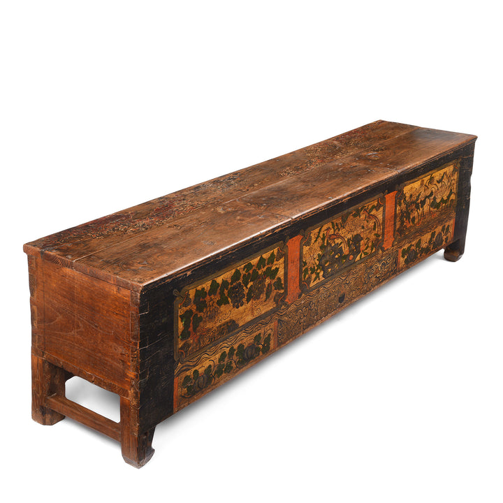 Angled View Of Painted Kang Blanket Box From Mongolia - 19thC | Indigo Antiques