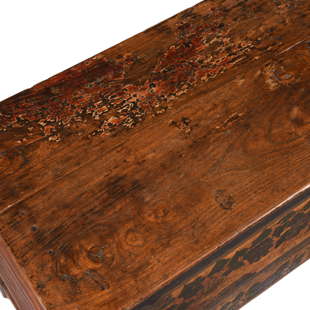 Surface Detail From Painted Kang Blanket Box From Mongolia - 19thC | Indigo Antiques