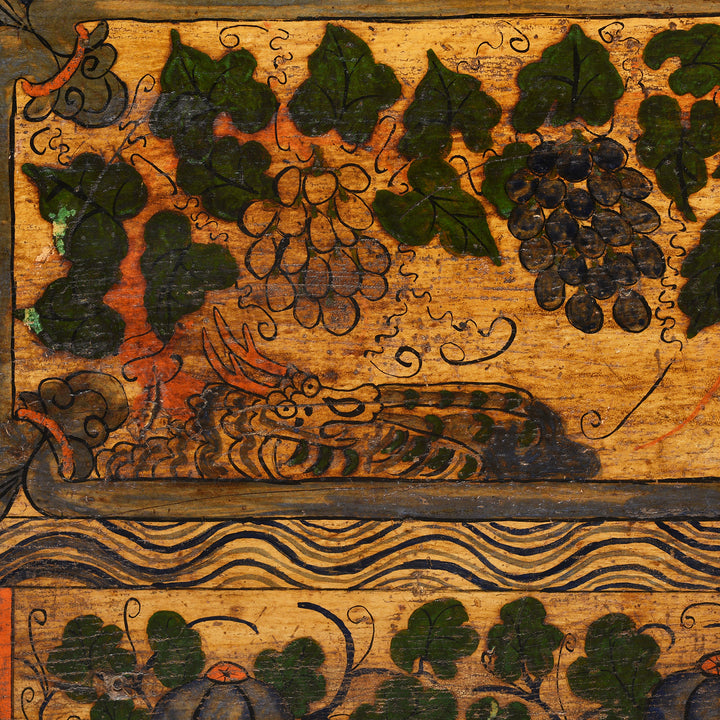 Dragon Detail From Painted Kang Blanket Box From Mongolia - 19thC | Indigo Antiques
