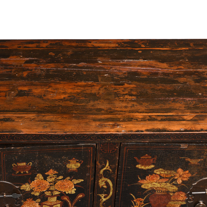 Antique Chinese Shanxi Black Lacquer Painted Sideboard | Indigo Antiques