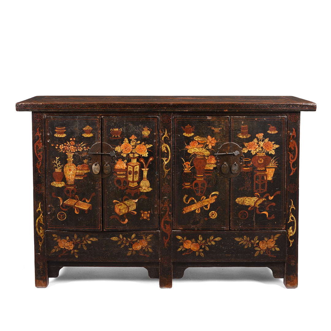 Antique Chinese Shanxi Black Lacquer Painted Sideboard | Indigo Antiques