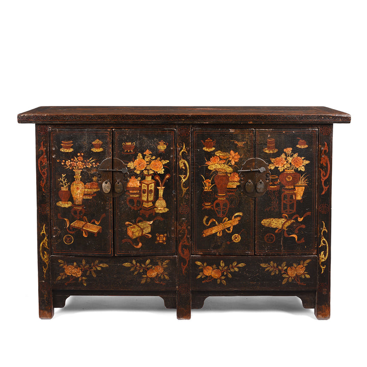 Antique Chinese Shanxi Black Lacquer Painted Sideboard | Indigo Antiques