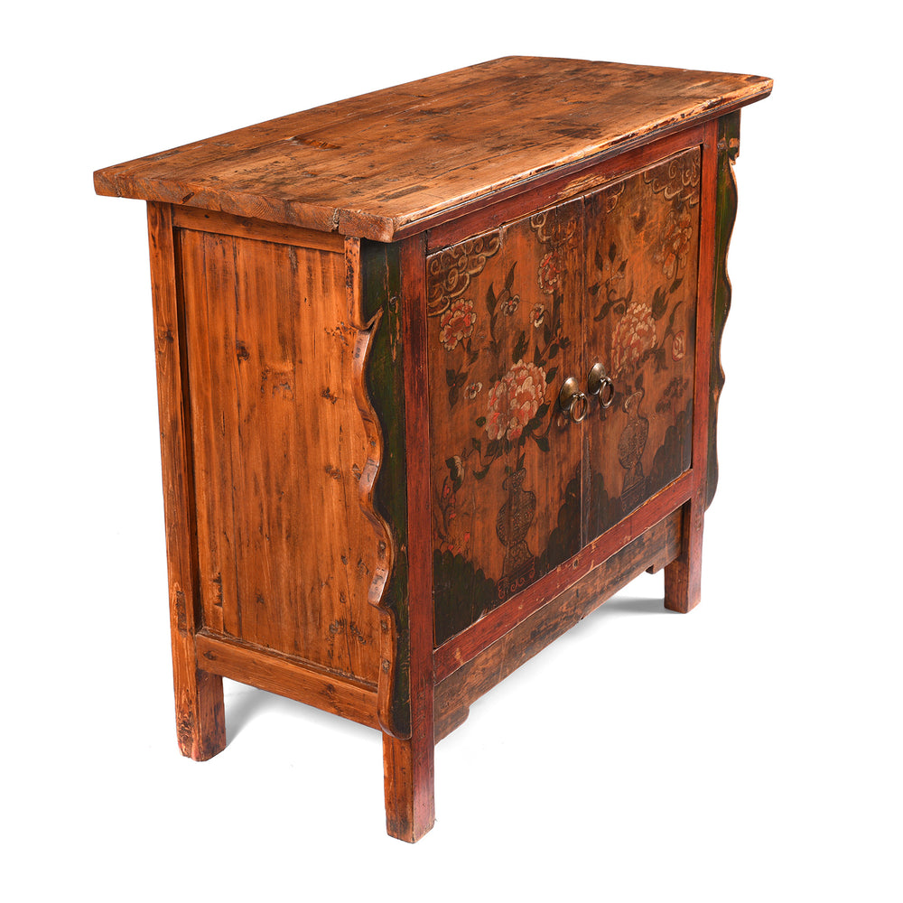 Angled View Of Painted Mongolian Cabinet - 18thC | Indigo Antiques