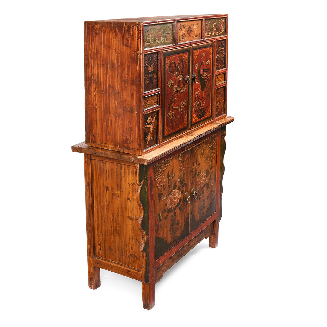 Angled Set View Of Painted Mongolian Cabinet - 18thC | Indigo Antiques