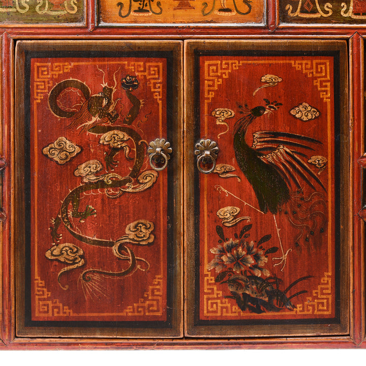 Painting Detail From Painted Mongolian Cabinet - 18thC | Indigo Antiques