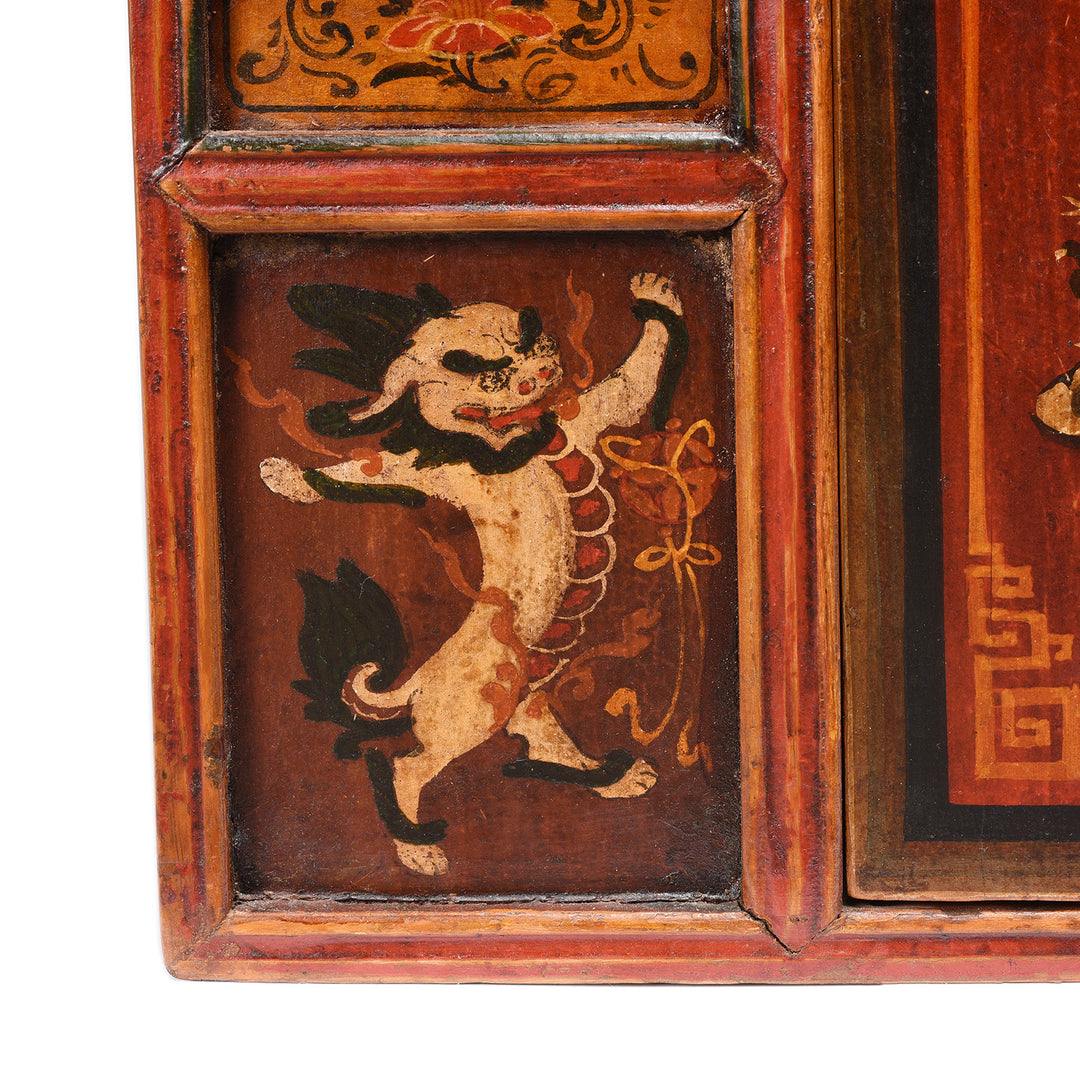 Painting Detail From Painted Mongolian Cabinet - 18thC | Indigo Antiques