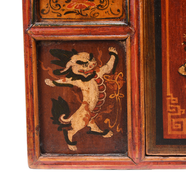 Painting Detail From Painted Mongolian Cabinet - 18thC | Indigo Antiques