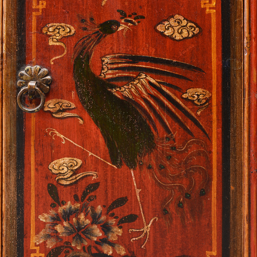 Painting Detail From Painted Mongolian Cabinet - 18thC | Indigo Antiques