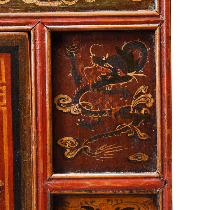 Painting Detail From Painted Mongolian Cabinet - 18thC | Indigo Antiques