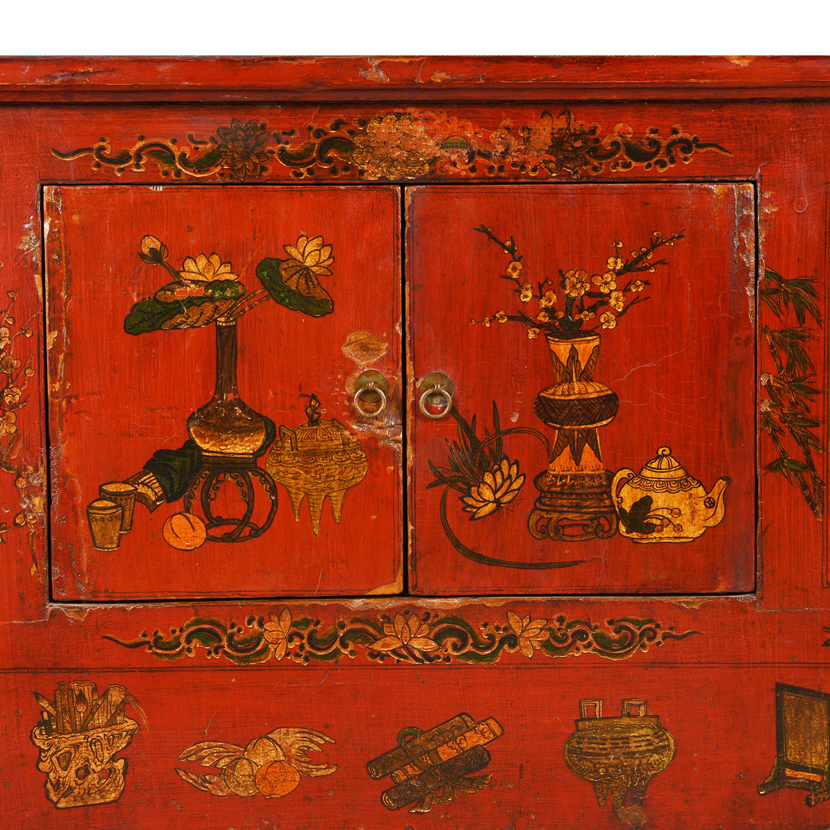 Detail From Antique Painted Sideboard From Qinghai- 19thC | Indigo Antiques