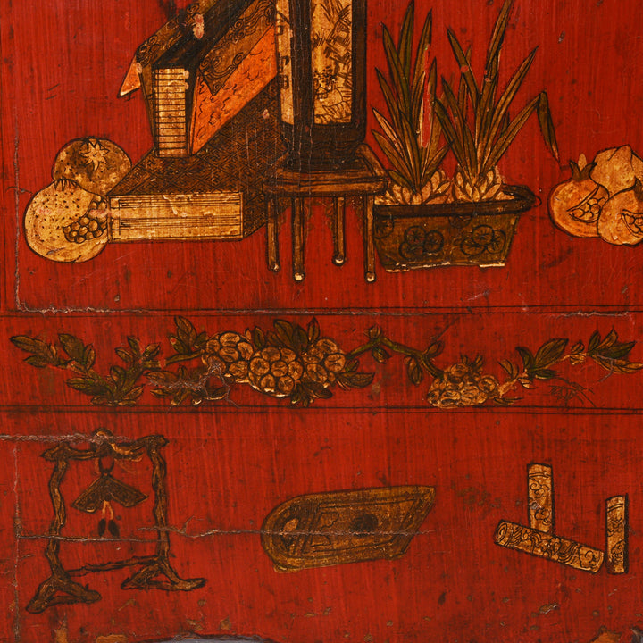 Paintwork Detail From Antique Painted Sideboard From Qinghai- 19thC | Indigo Antiques
