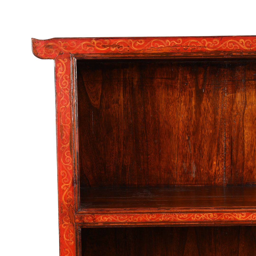 Corner Detail From Painted Mongolian Bookshelf - Late 20thC | Indigo Antiques
