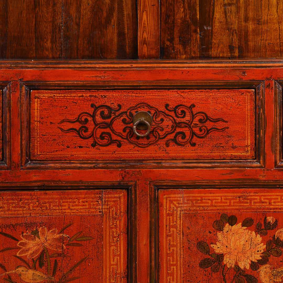 Drawer Detail From Painted Mongolian Bookshelf - Late 20thC | Indigo Antiques
