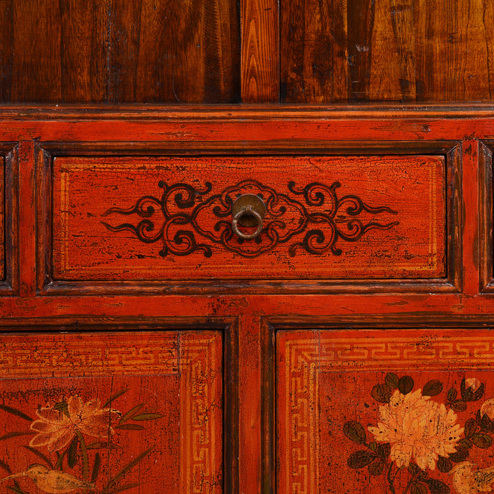 Drawer Detail From Painted Mongolian Bookshelf - Late 20thC | Indigo Antiques