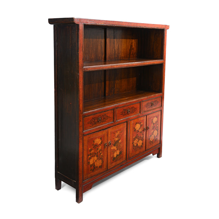 Angled View Of Painted Mongolian Bookshelf - Late 20thC | Indigo Antiques