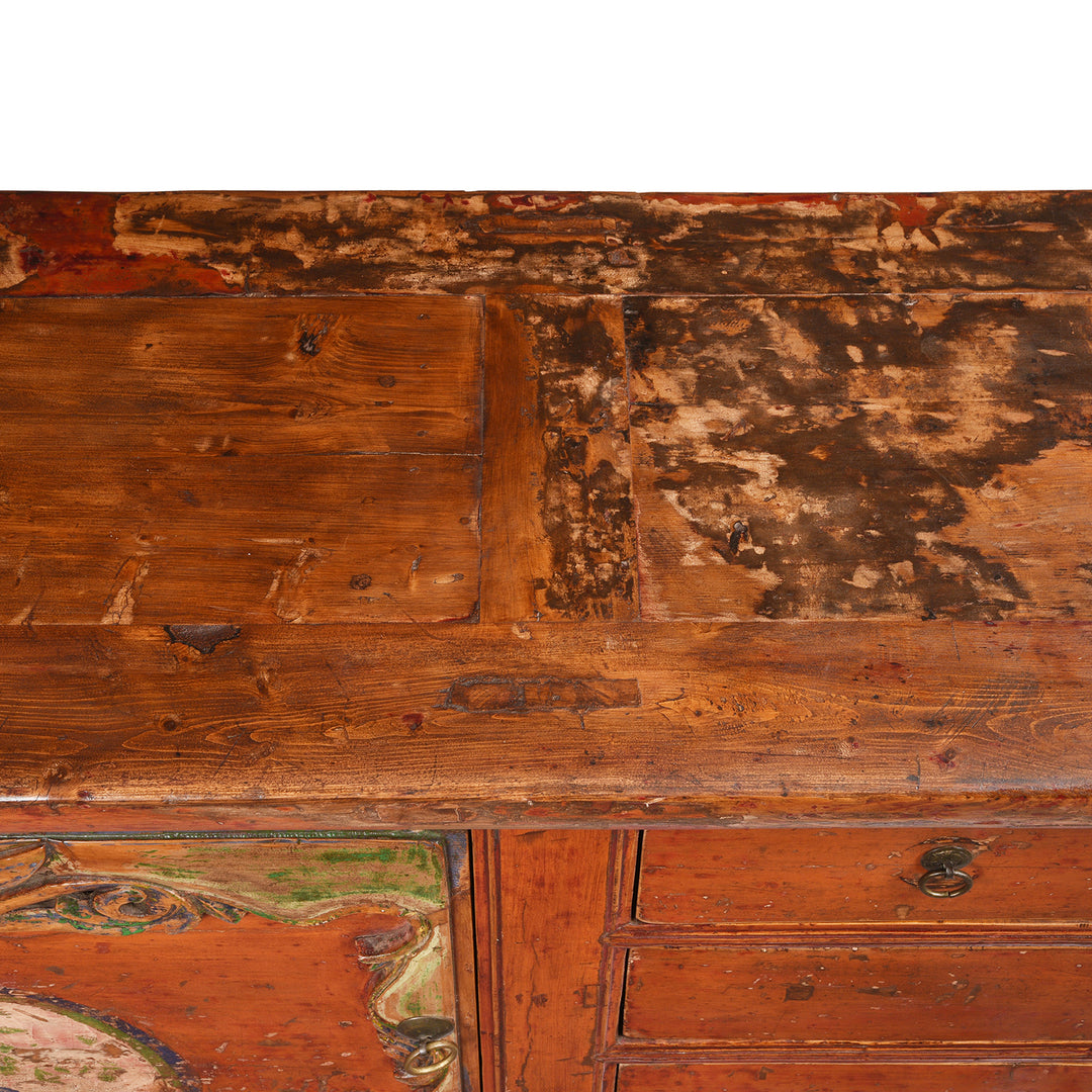 Cedar Detail from an Antique Painted Qinghai Sideboard - 19thC | Indigo Antiques