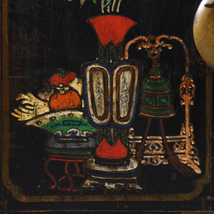Paintwork Detail From Black Painted Mongolian Sideboard - Early 20thC | Indigo Antiques