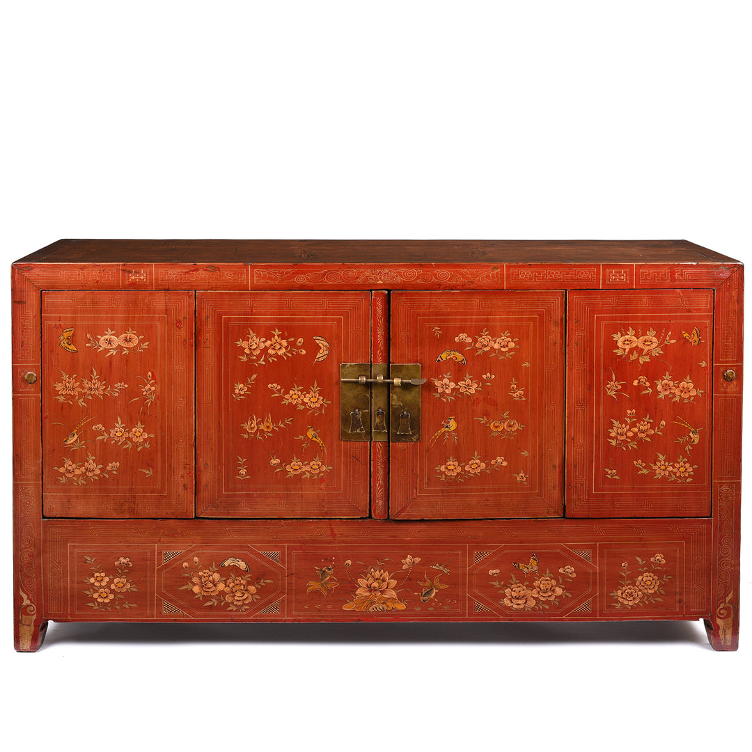 Red Lacquer Sideboard From Dongbei - Ca 1920 | Indigo Antiques
