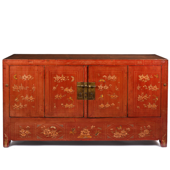 Red Lacquer Sideboard From Dongbei - Ca 1920 | Indigo Antiques