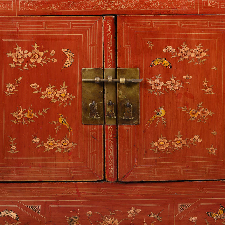 Latch Detail From Red Lacquer Sideboard From Dongbei - Ca 1920 | Indigo Antiques