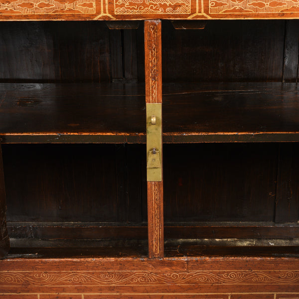 Red Lacquer Chinese Sideboard From Dongbei - Ca 1920