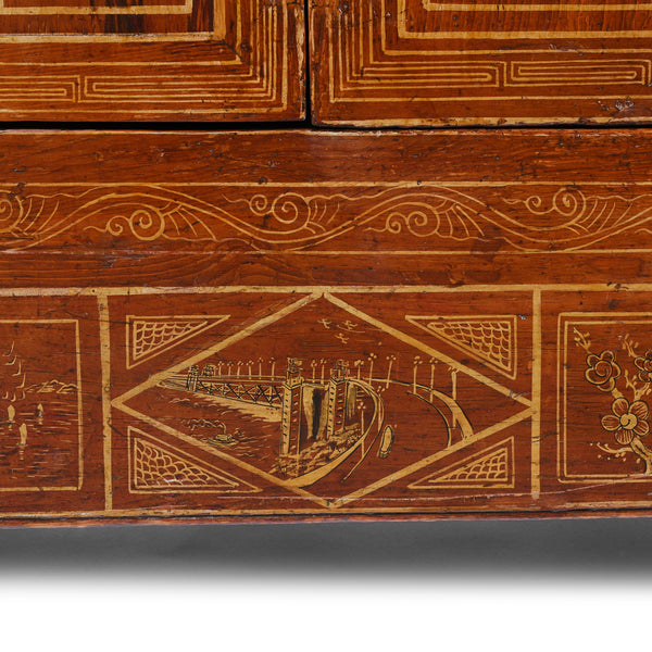 Red Lacquer Chinese Sideboard From Dongbei - Ca 1920