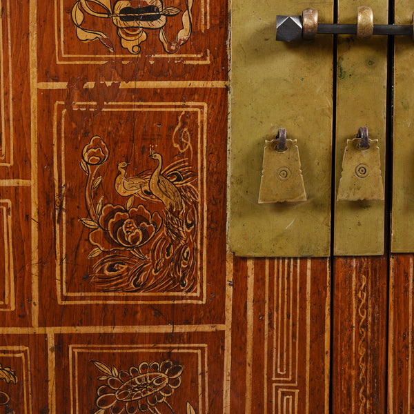Red Lacquer Chinese Sideboard From Dongbei - Ca 1920