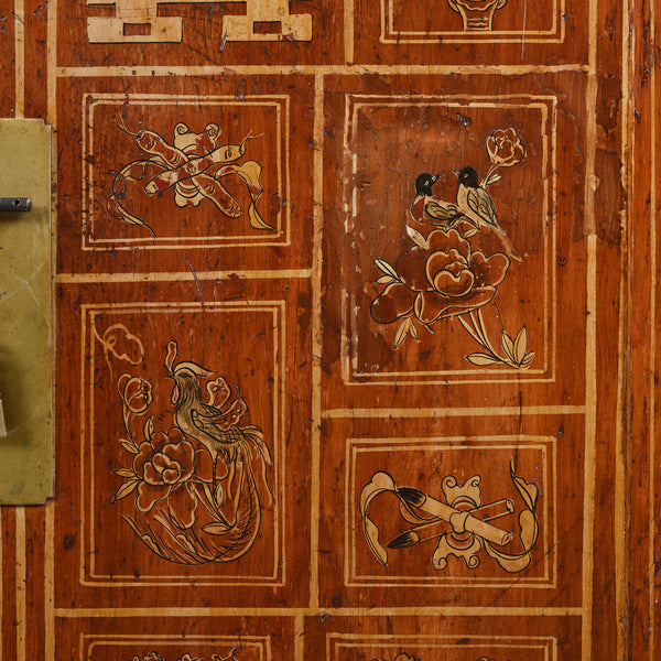 Red Lacquer Chinese Sideboard From Dongbei - Ca 1920