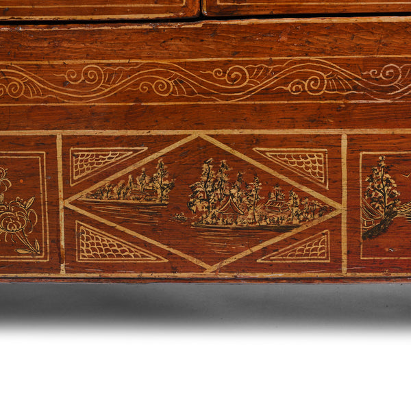 Red Lacquer Chinese Sideboard From Dongbei - Ca 1920