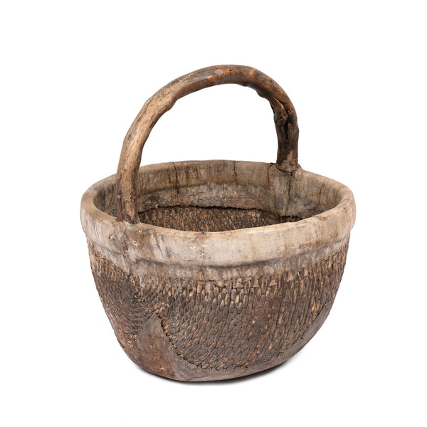 Vintage Woven Willow Farmers Basket - Ca 1940's