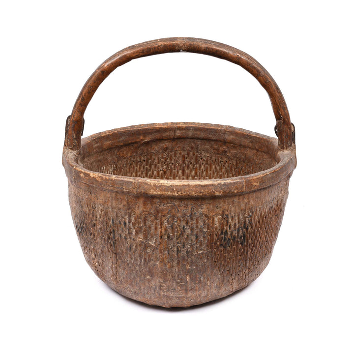 Vintage Woven Willow Farmers Basket | Indigo Antiques