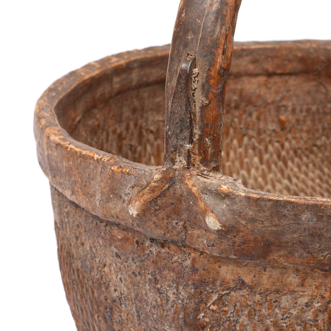 Detail From Vintage Woven Willow Farmers Basket | Indigo Antiques