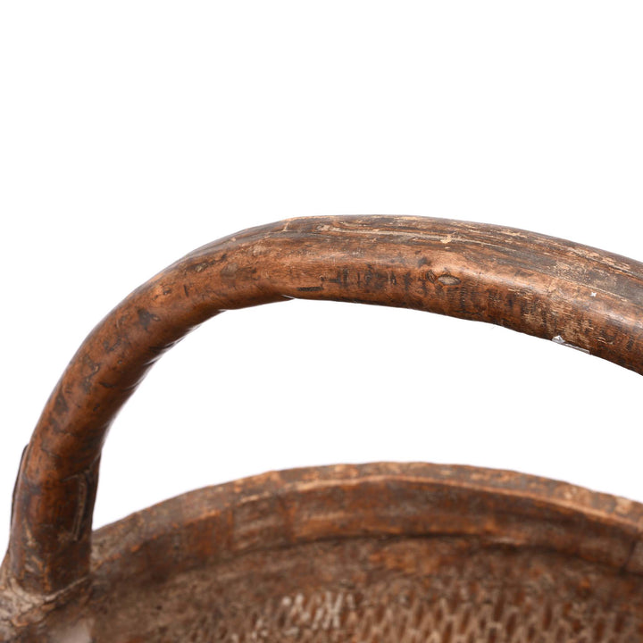 Handle Detail From Vintage Woven Willow Farmers Basket | Indigo Antiques