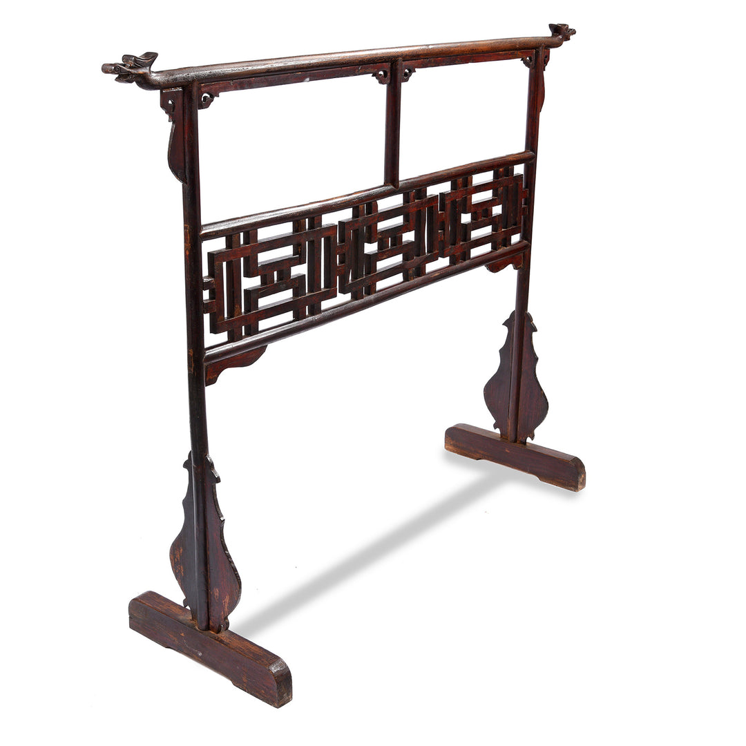 Angled VIew Of Chinese Elm Clothes Rail - 19thC | Indigo Antiques