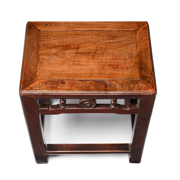 Chinese Red Elm Side Table From Jiangsu Province - 19thC