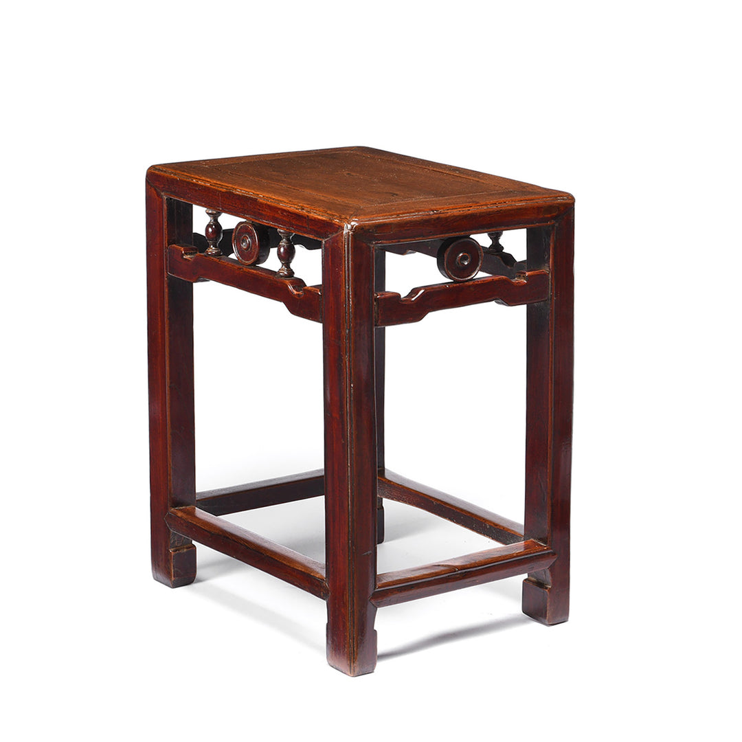 Antique Chinese Red Elm Side Table Stools From Jiangsu Province - 19thC | Indigo Antiques